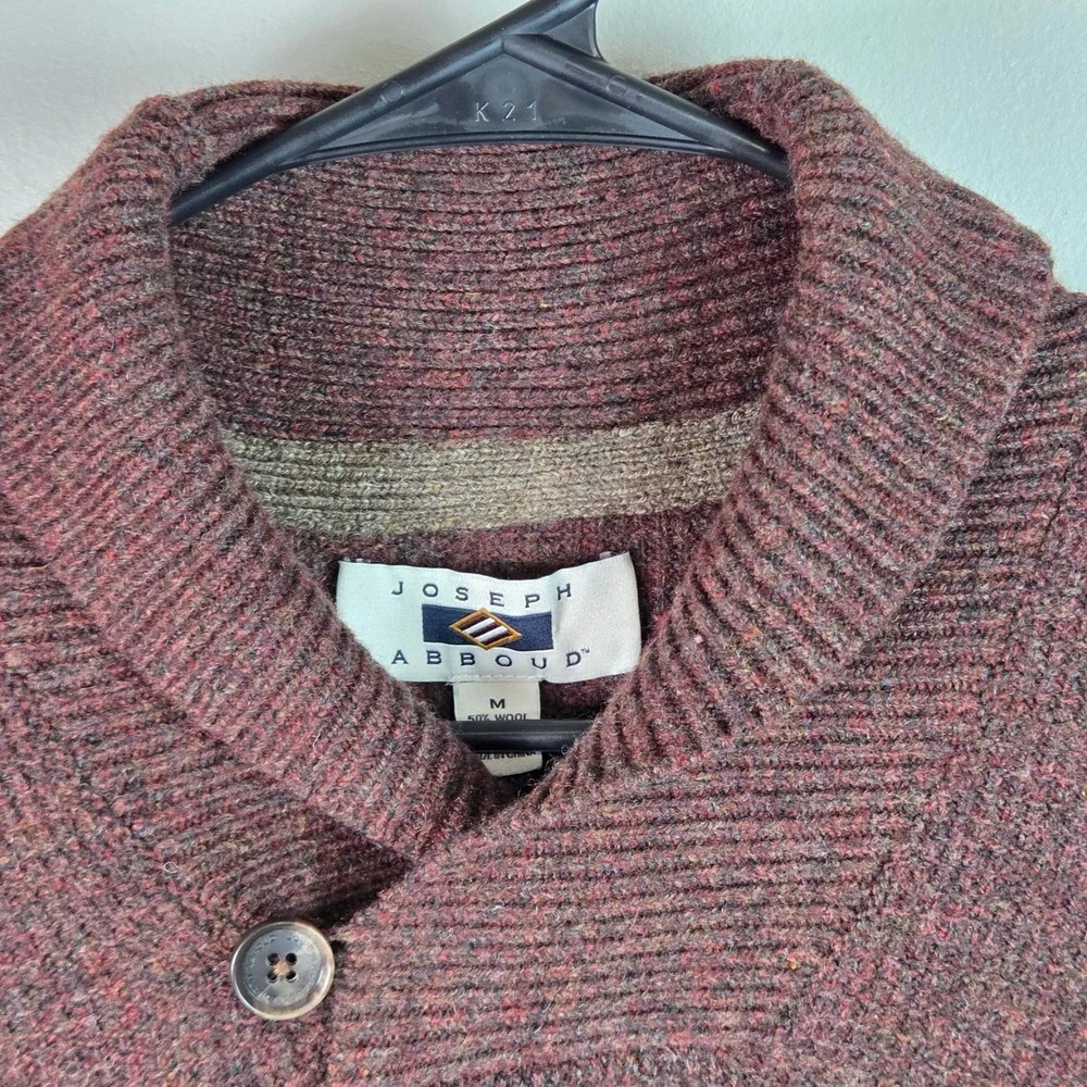 Joseph Abboud Sweater Mens M Burgundy Excellent Wool Blend Shawl Neck Pullover